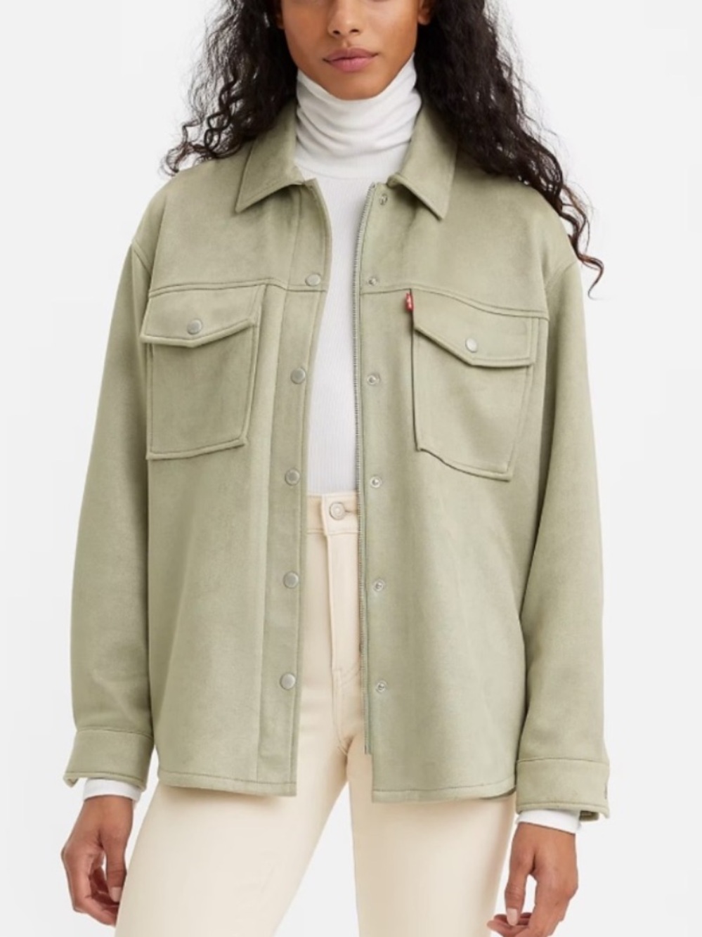 Levi's‎ Faux Suede Shirt Jacket Snap Button Down Full Zip Collared Size Large